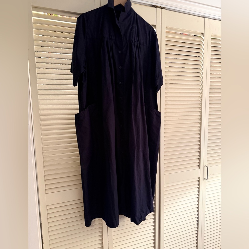 Casey Casey women’s navy oversized button down dress with collar - Picture 3 of 5